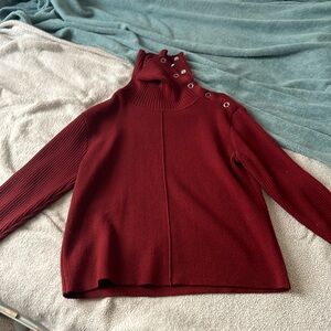 Cabi winter sweater with button up neck. Red, size Large.